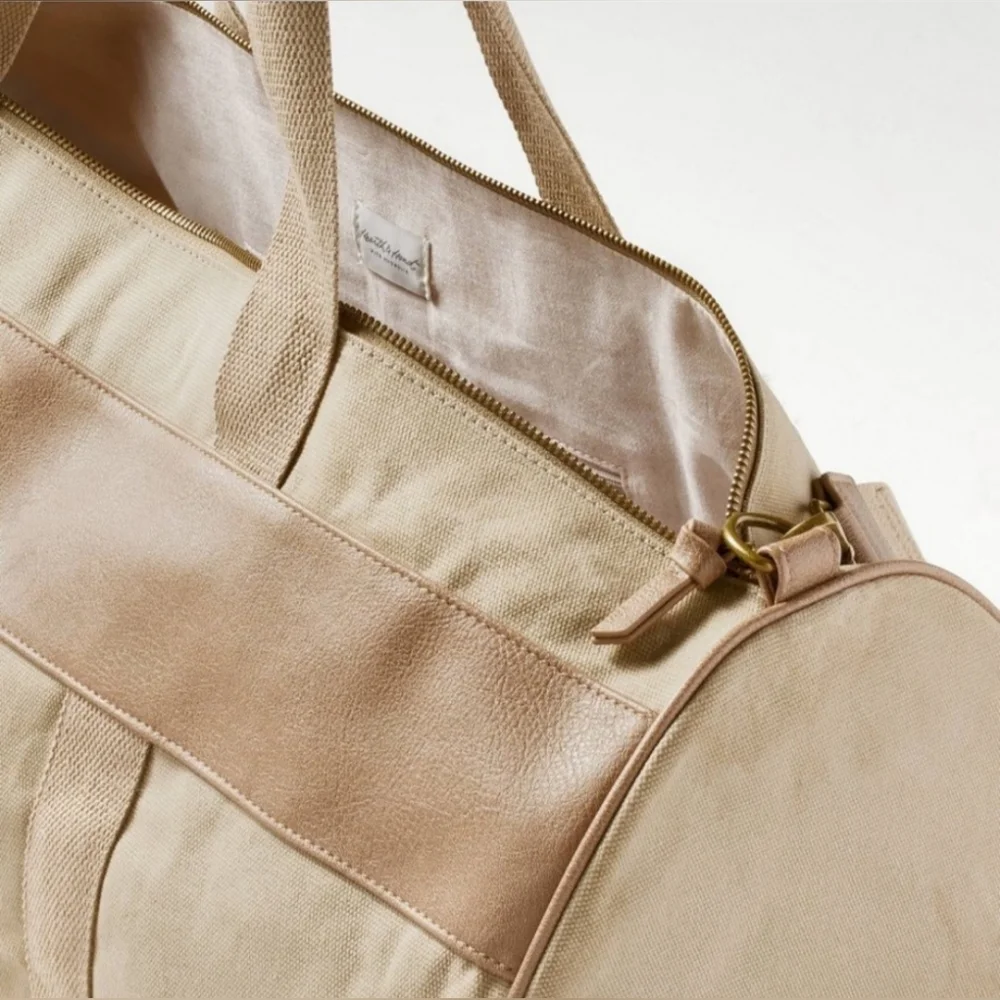 Hearth & Hand with Magnolia Waxed Canvas Travel Duffel Bag Khaki
